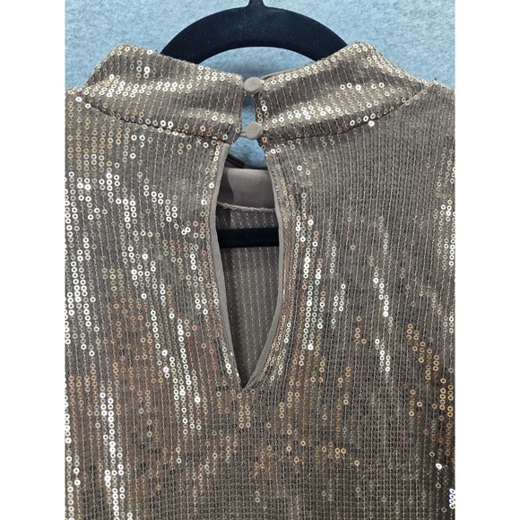 Cara Santana Nine West Womens‎ Top XL Bronze Sequin Mock Neck Long Sleeve Party - Picture 5 of 7